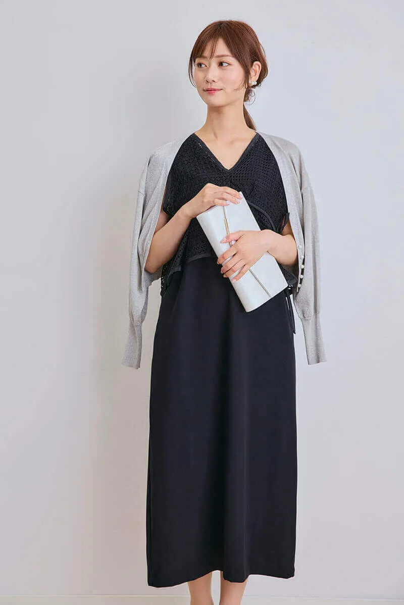 ブラックのレースビスチェセットドレス