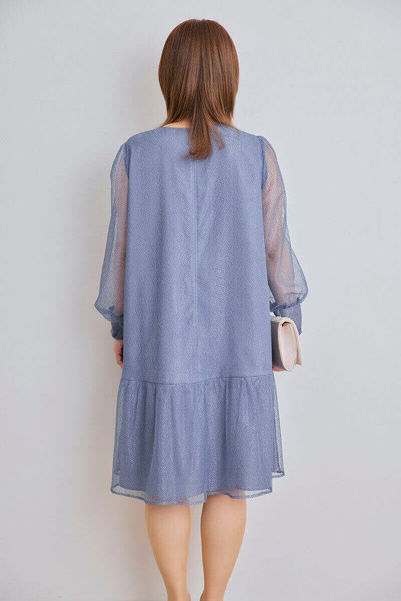 ブルーのメロンチュールショートドレス