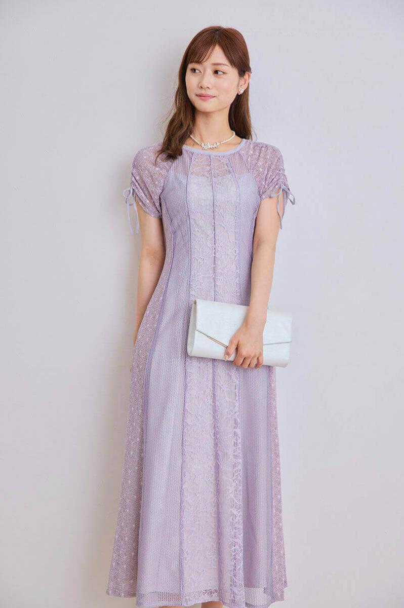 ラベンダーのレース切替ナロードレス