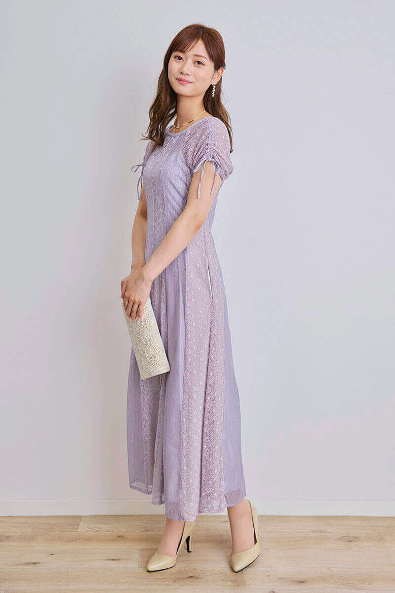ラベンダーのレース切替ナロードレス