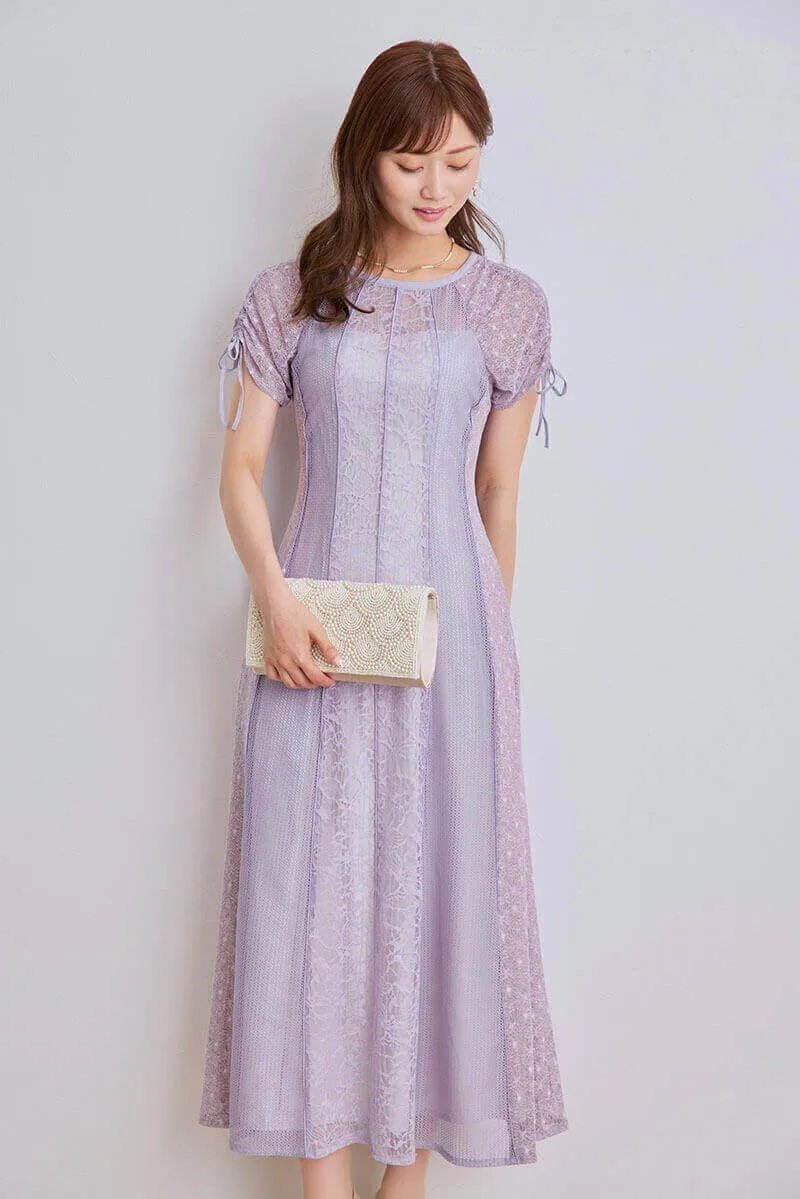ラベンダーのレース切替ナロードレス