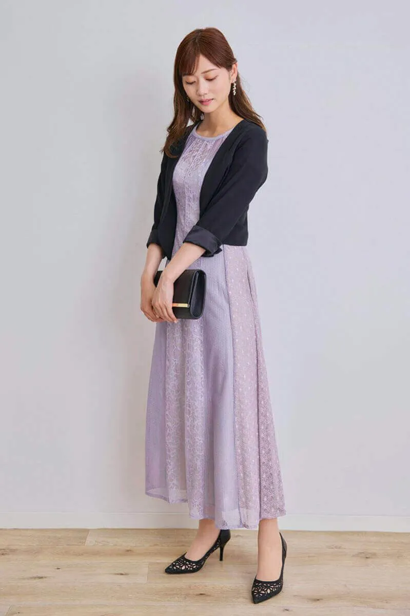 ラベンダーのレース切替ナロードレス