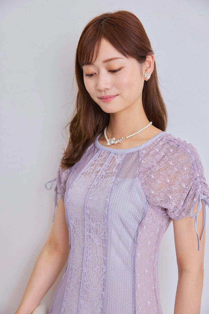 ラベンダーのレース切替ナロードレス