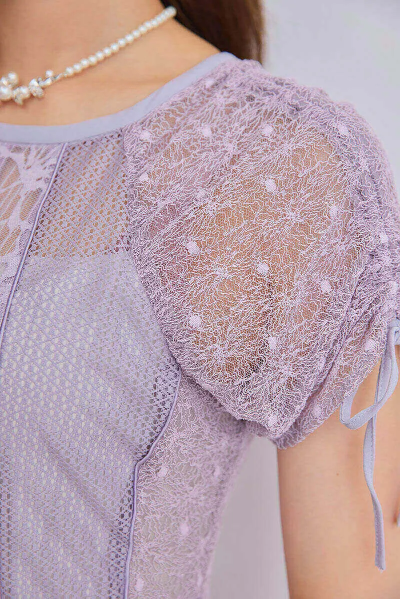 ラベンダーのレース切替ナロードレス