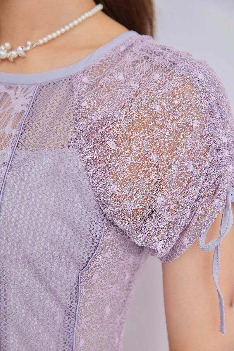 ラベンダーのレース切替ナロードレス