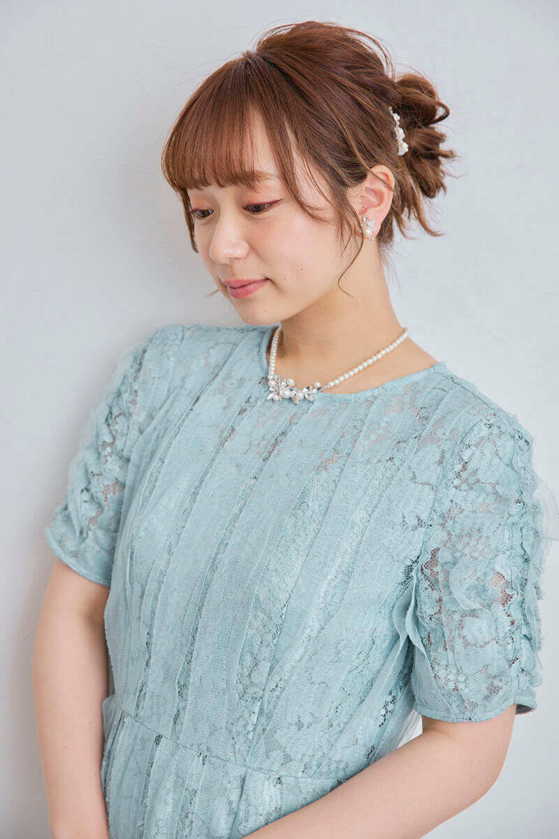 ミントのリボンチュールエプロンドレス