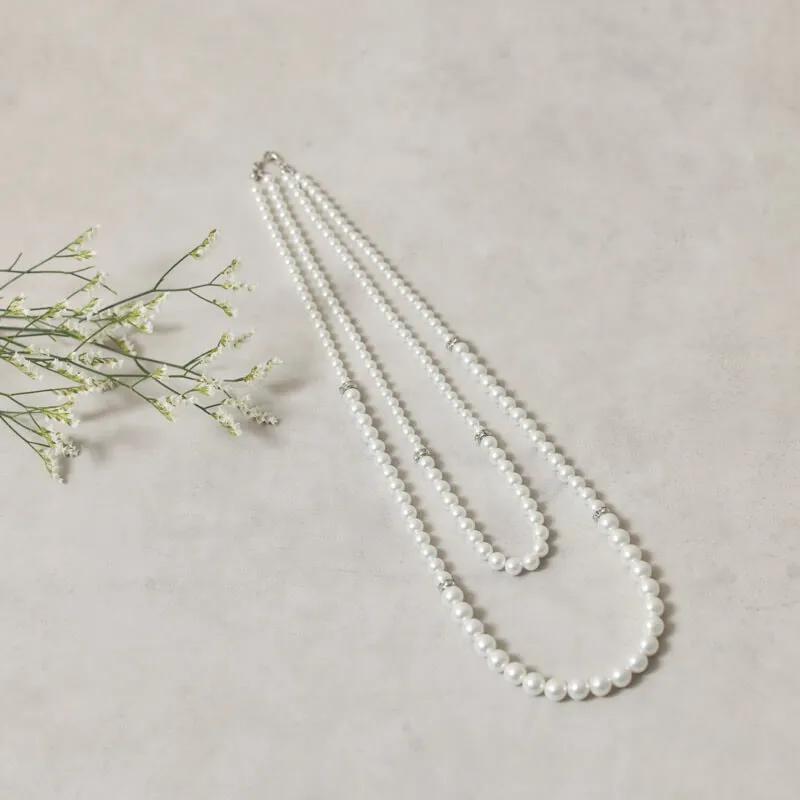 2連パールのミディアムネックレス