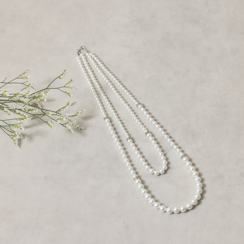 2連パールのミディアムネックレス