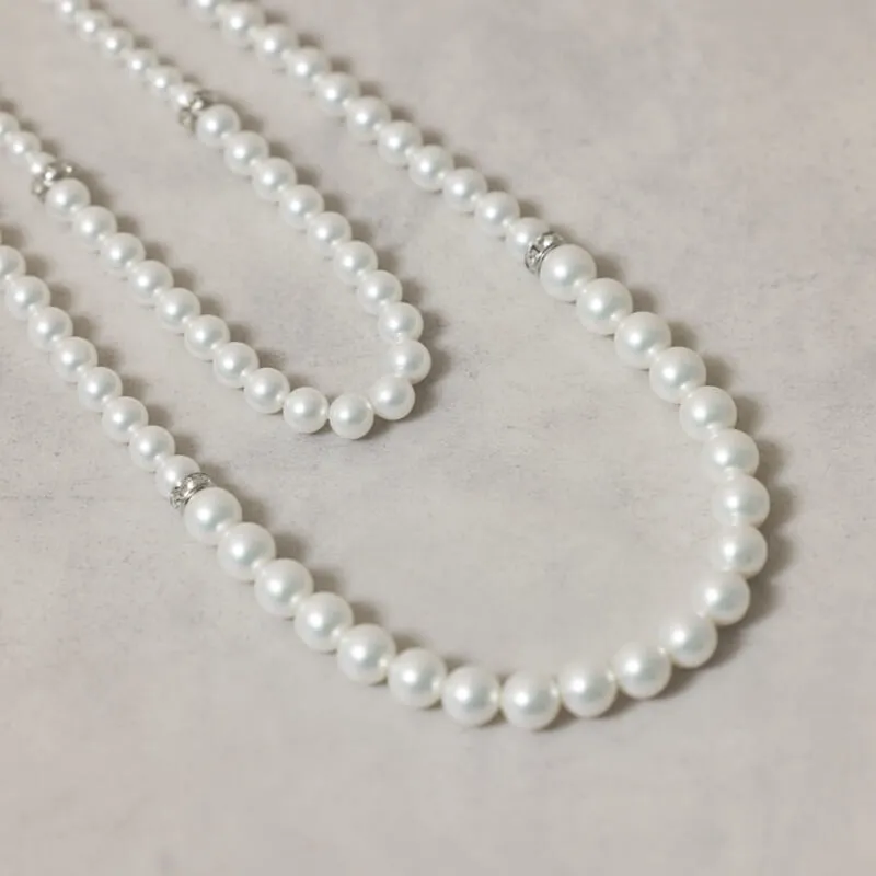 2連パールのミディアムネックレス