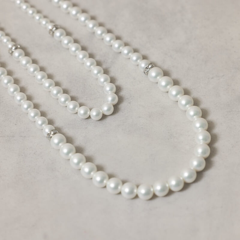 2連パールのミディアムネックレス