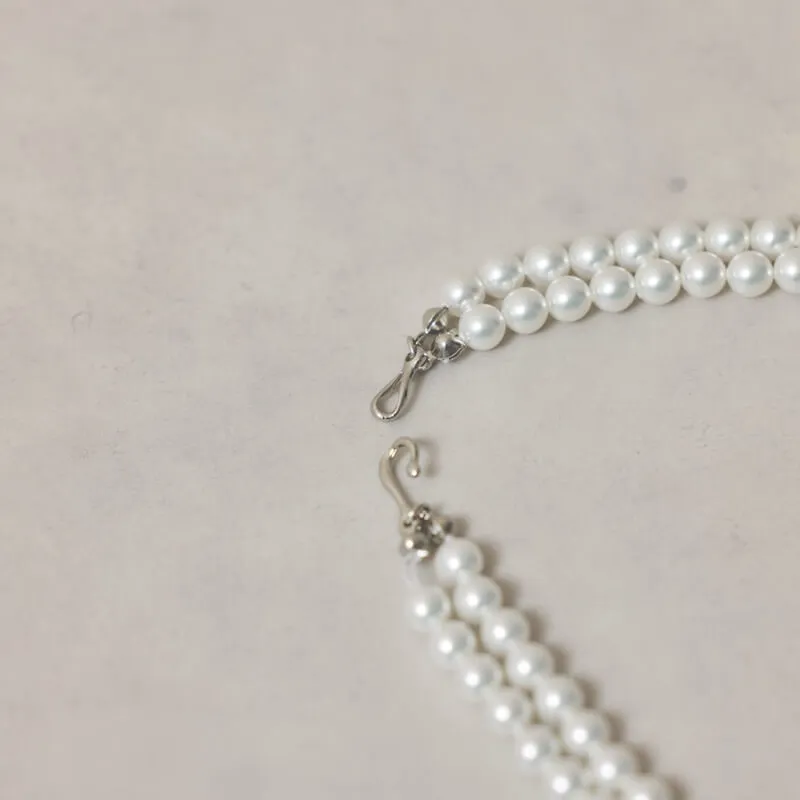 2連パールのミディアムネックレス