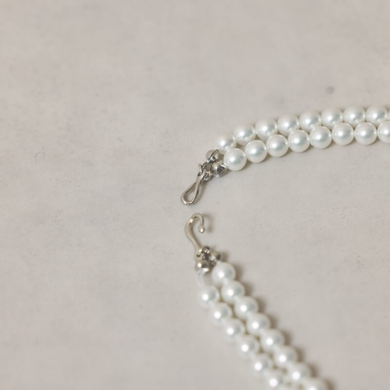 2連パールのミディアムネックレス