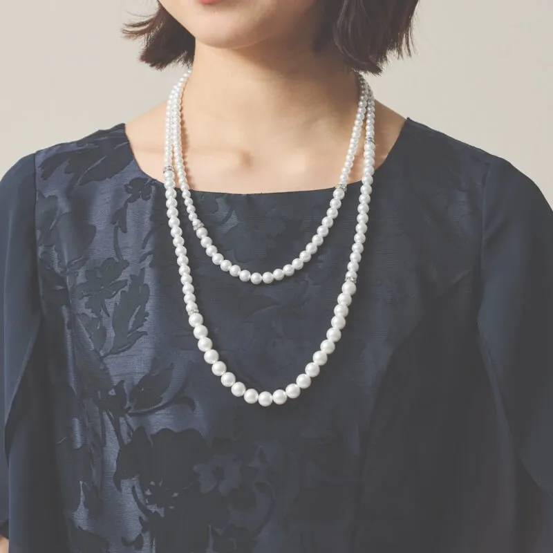 2連パールのミディアムネックレス