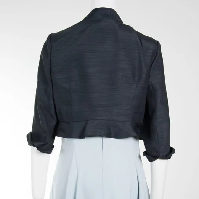 ネイビーの裾フリル七分袖ボレロ