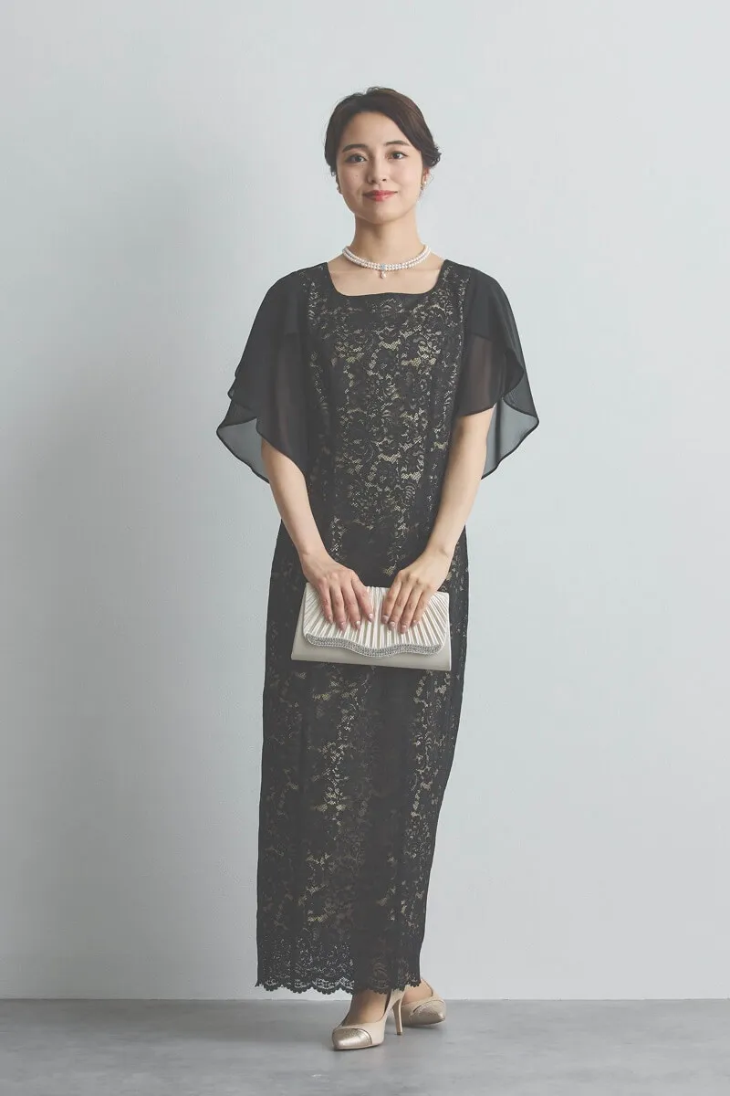 ブラックのシフォンスリーブIラインドレス [ 店頭販売価格 39,600円 ]