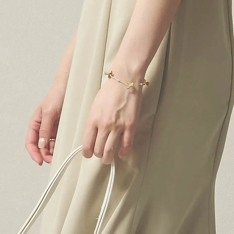 ゴールドメタルフラワーブレスレット