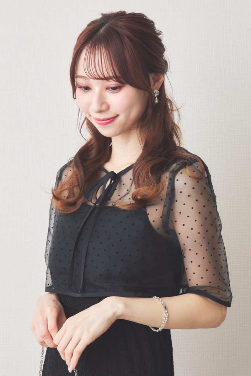 しずくビジュー×パールイヤリング(シルバー)