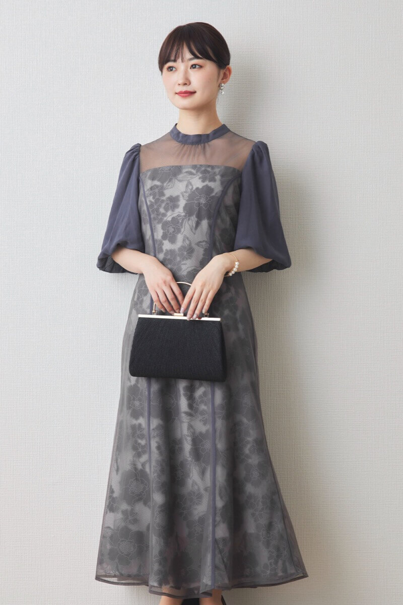 しずくビジュー×パールイヤリング(シルバー)