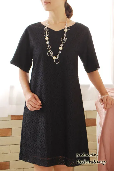 ネイビーの総レースAラインドレス