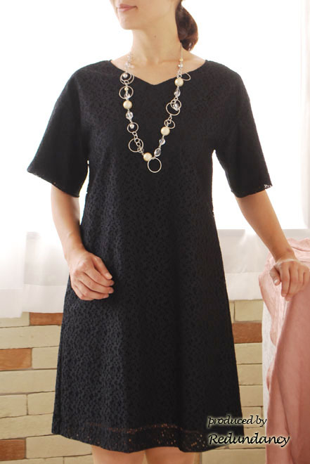 ネイビーの総レースAラインドレス