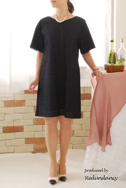 ネイビーの総レースAラインドレス