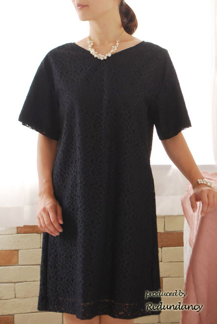 ネイビーの総レースAラインドレス