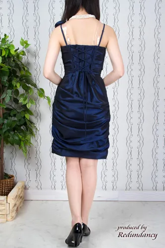 ネイビーのコサージュ付きタイトドレスコーディネートセット