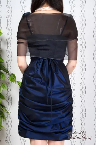 ネイビーのコサージュ付きタイトドレスコーディネートセット