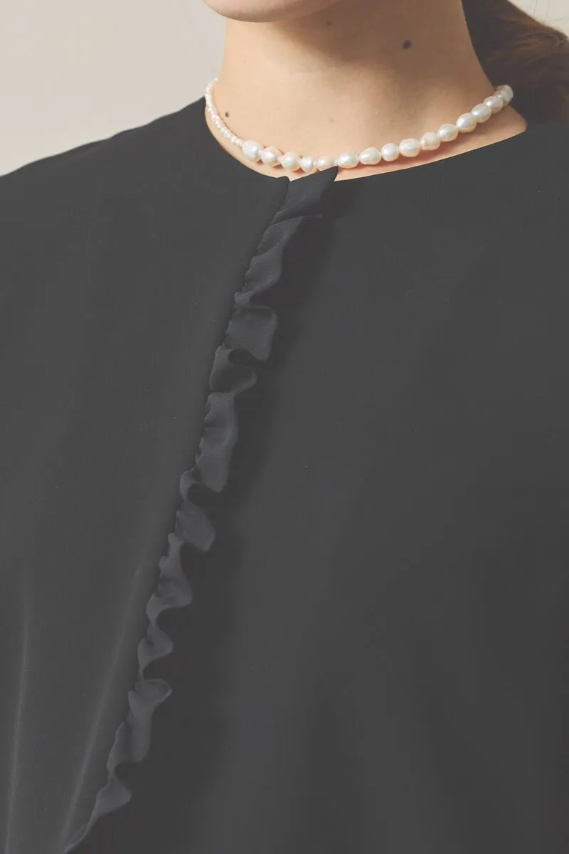 ブラックのフリル付きボレロセレモニースーツセット