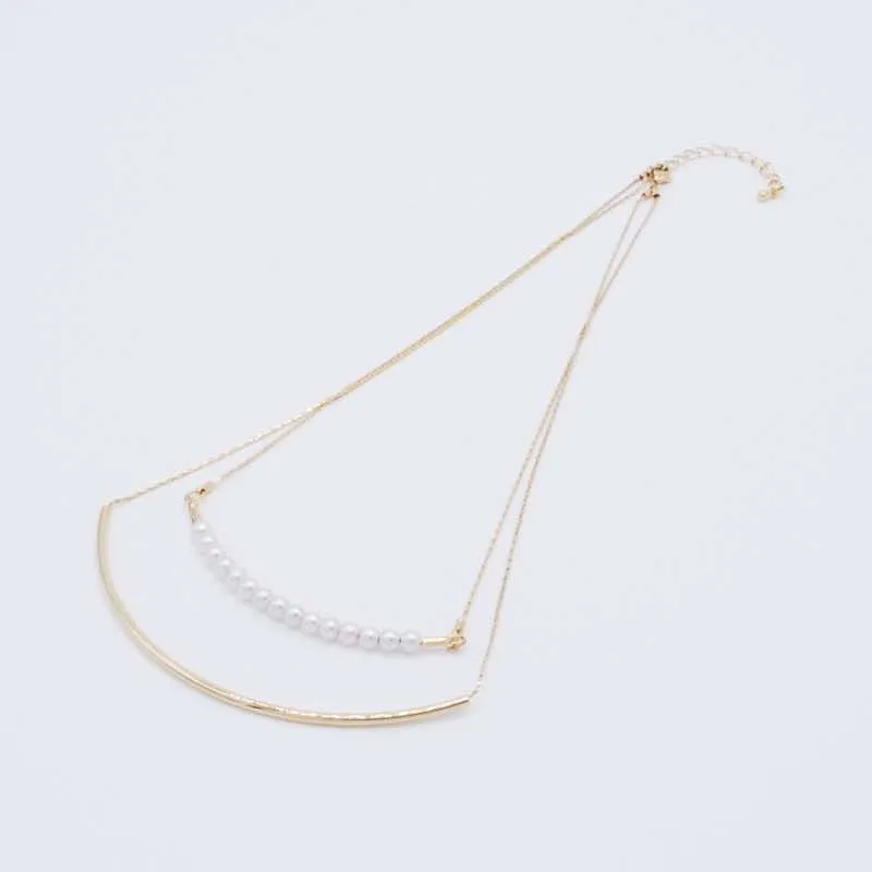 ゴールド×パールの2連ネックレス