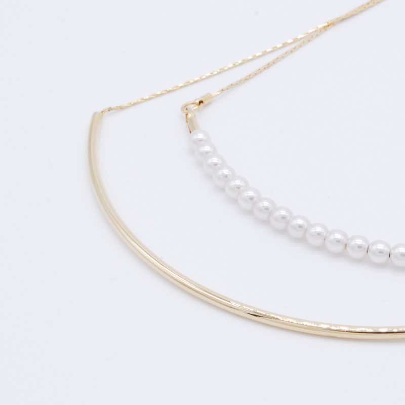 ゴールド×パールの2連ネックレス