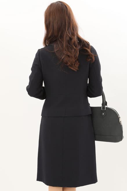 ネイビーのツイードノーカラーセレモニースーツセット