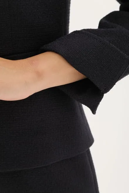 ネイビーのツイードノーカラーセレモニースーツセット