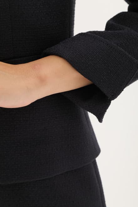 ネイビーのツイードノーカラーセレモニースーツセット