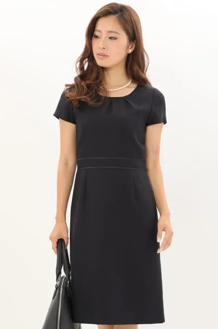 ネイビーのツイードノーカラーセレモニースーツセット