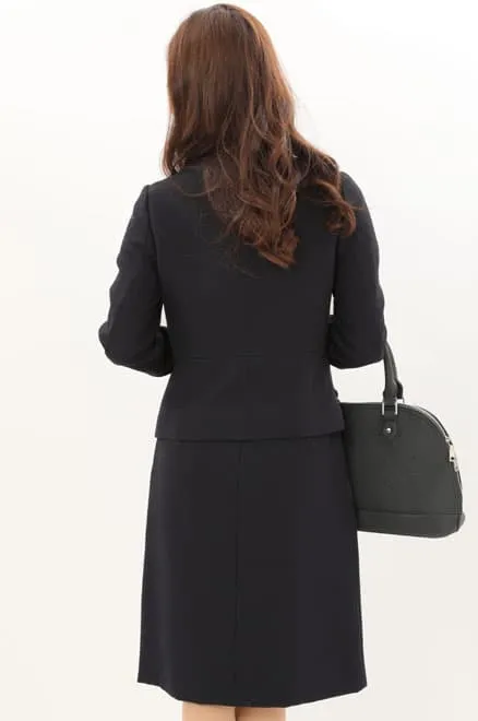 ネイビーのツイードノーカラーセレモニースーツセット