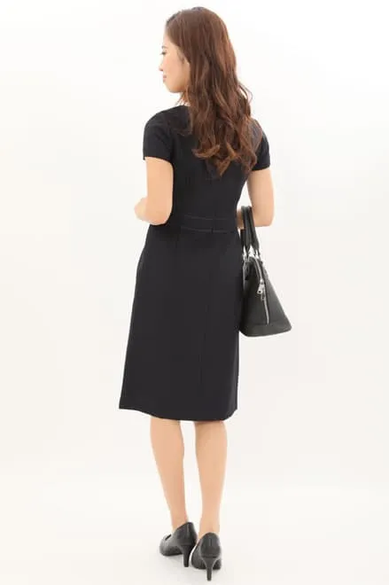 ネイビーのツイードノーカラーセレモニースーツセット