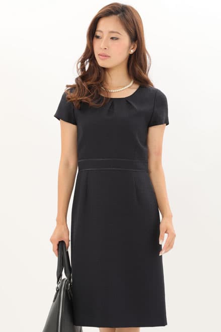 ネイビーのツイードノーカラーセレモニースーツセット