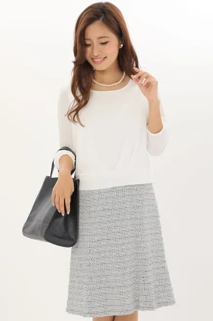 ホワイト×ライトブルーのシフォントップスセレモニースーツセット