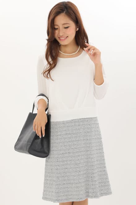 ホワイト×ライトブルーのシフォントップスセレモニースーツセット