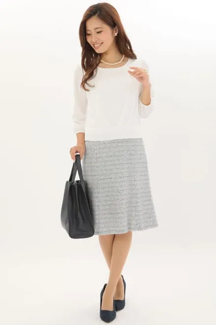 ホワイト×ライトブルーのシフォントップスセレモニースーツセット