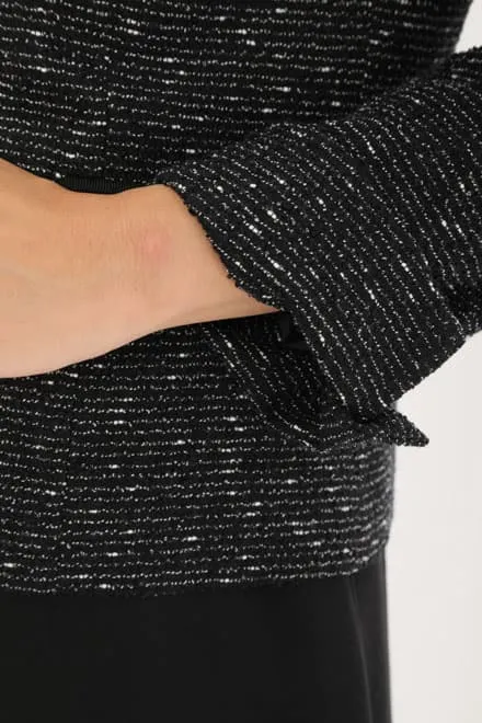 ブラックの七分袖ノーカラーツイードセレモニースーツセット