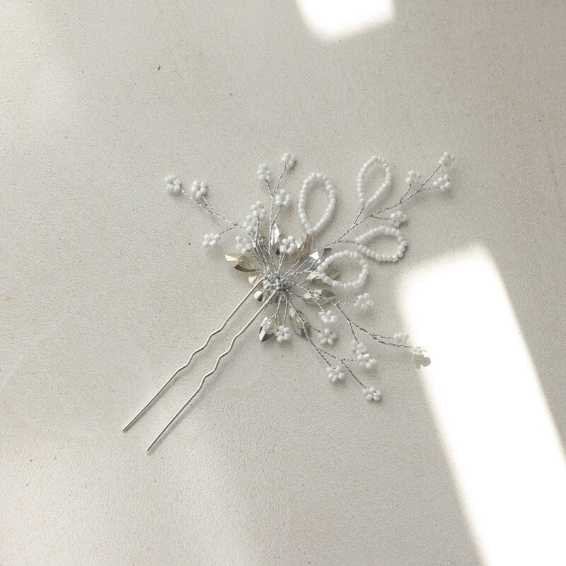 フラワーのヘアかんざし(シルバー)