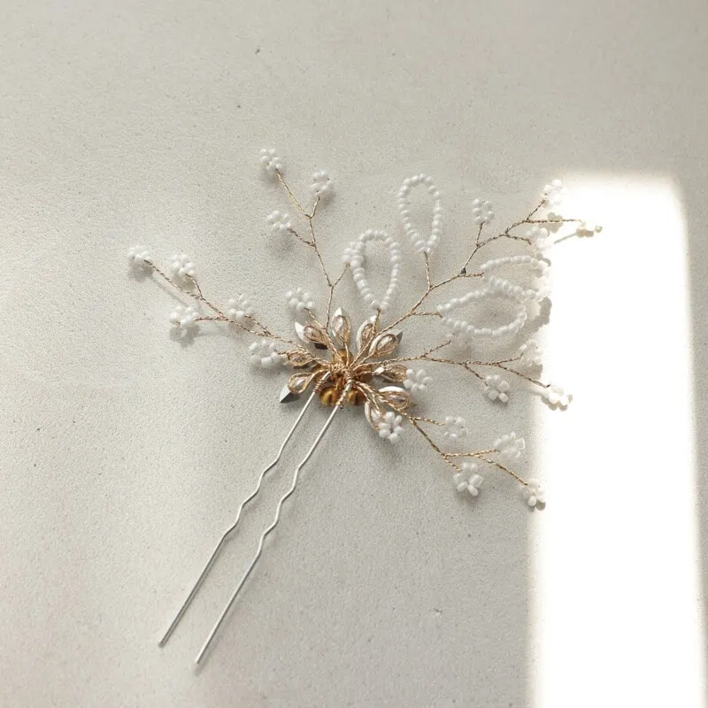 フラワーのヘアかんざし(ゴールド)