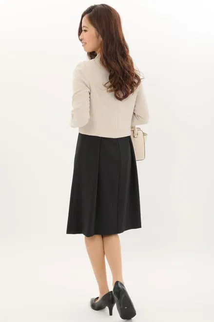 ネイビーのレース七分袖セレモニースーツセット