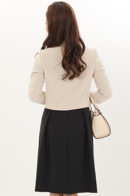 ネイビーのレース七分袖セレモニースーツセット