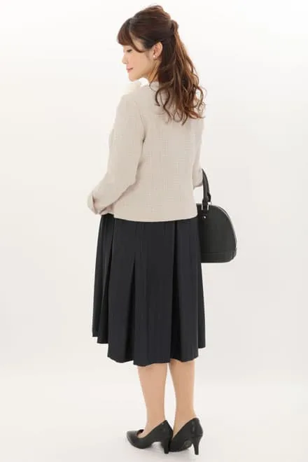 ネイビーのノースリーブプリーツセレモニースーツセット