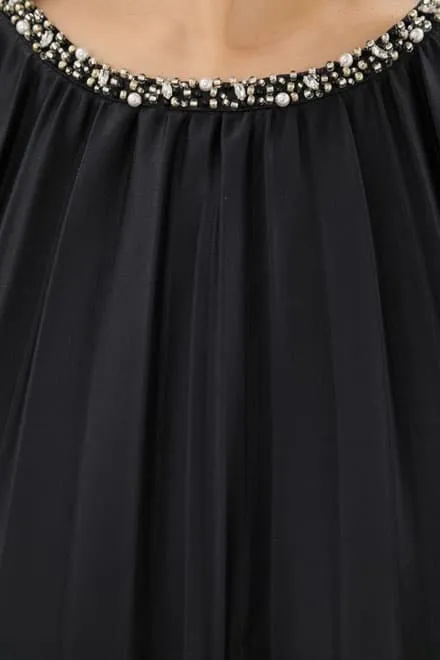 ネイビーのノースリーブプリーツセレモニースーツセット