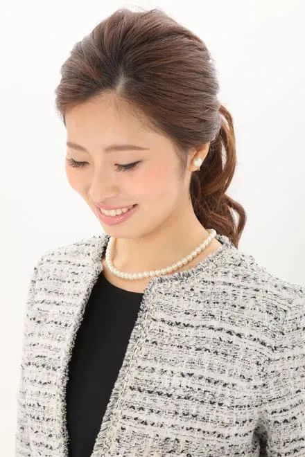 ブラックの七分袖インバーテッドタックセレモニースーツセット