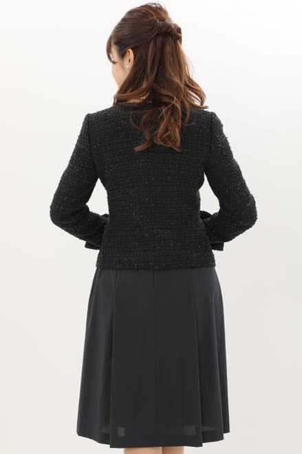 ネイビーのツイードリボン×ラメセレモニースーツセット